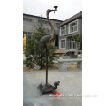 decorative crane bronze statue on turtle sculpture